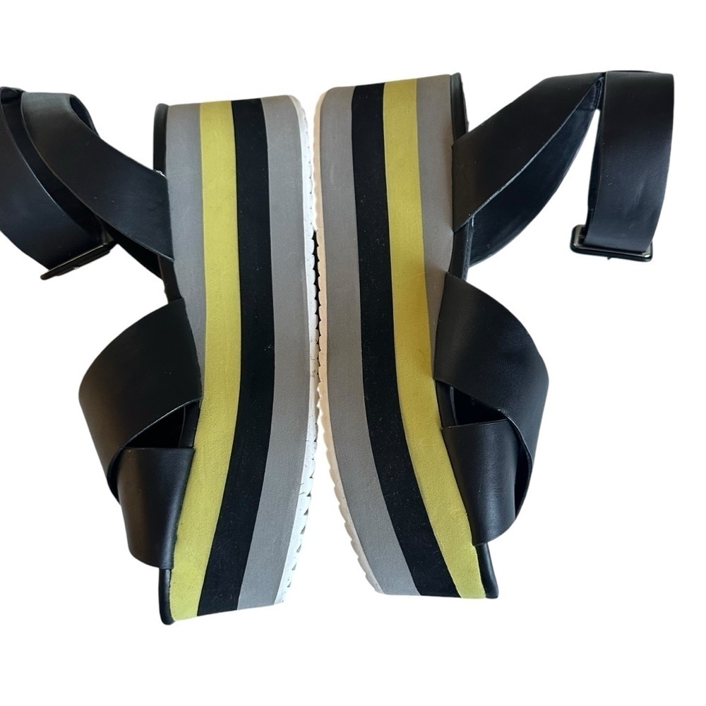 Steve Madden Macer Platform Sandals Black Yellow Chunky Size 9.5 - Picture 6 of 16